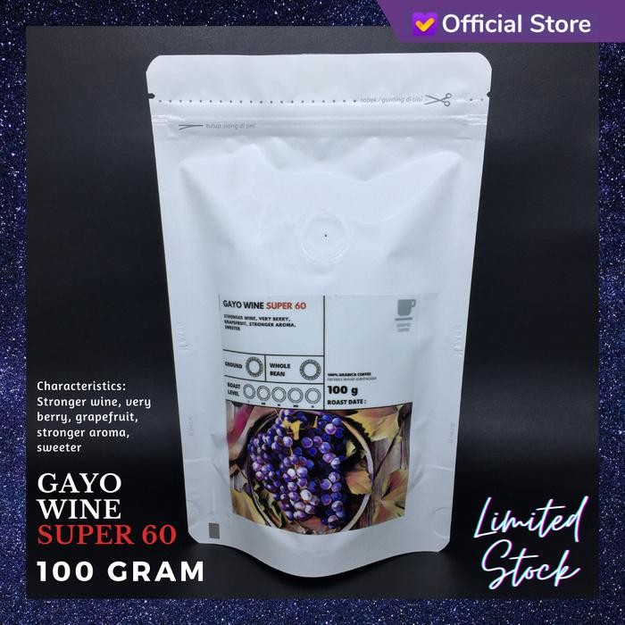 

PREMIUM KOPI ARABIKA GAYO WINE "SUPER 60" 100 GRAM BIJI DAN BUBUK