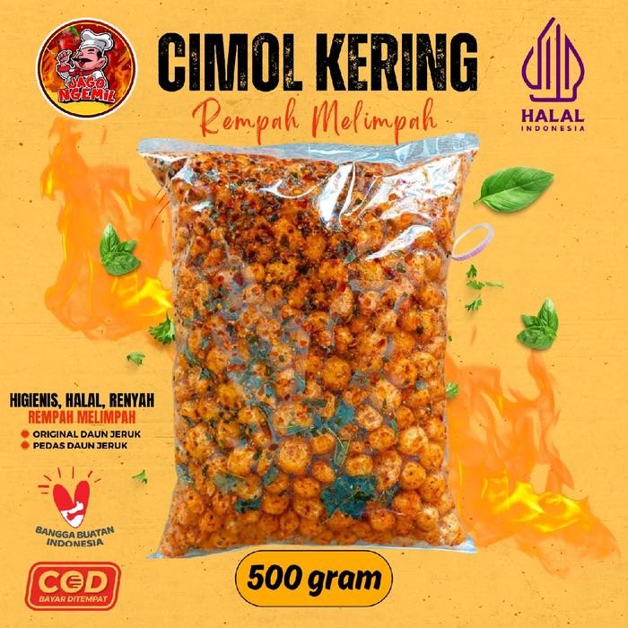 

laura.mart1 Cimol Kering Pedas Daun Jeruk 500gr Endog Lewo Cimol Kering Original Daun Jeruk Camilan