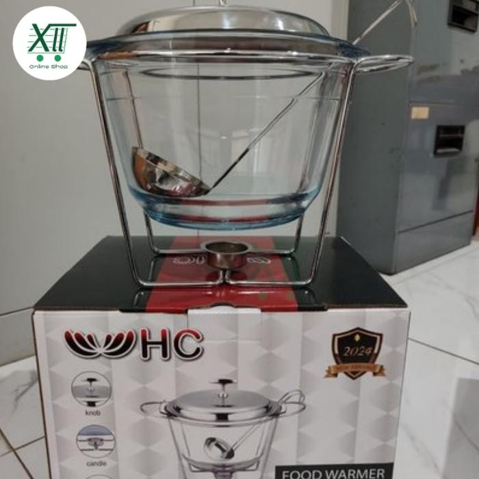 HAPPY CALL HC~003 GLASS BOWL FOOD WARMER 3,8 LITER WITH STAINLESS STEEL LID Penghangat Makanan