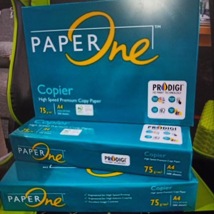 

Kertas A4 75 Gram Paper One/1 Dus= 5Rim