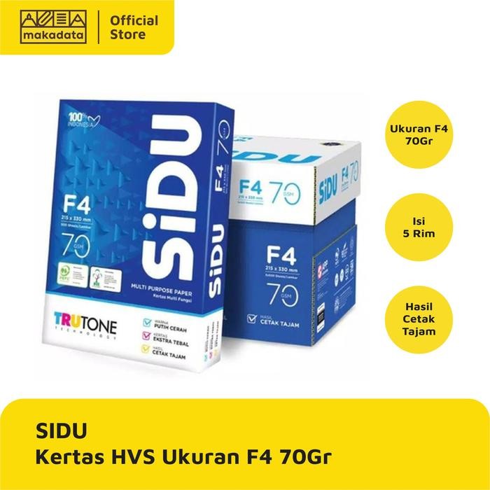 

Kertas Hvs Print Fotocopy Sidu F4 70 Gram (1Box)