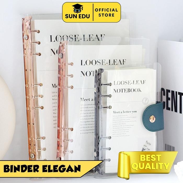 

Elegant Binder A5 Transparan Binder With Clip Note Book Loose Leaf Rose Gold Binder Kertas Paper