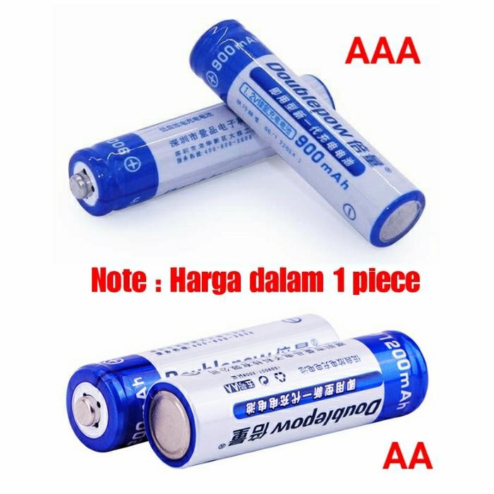 DOUBLEPOW BATTERY RECHARGEABLE AA 1200MAH AAA 900MAH BATERE BATERAI