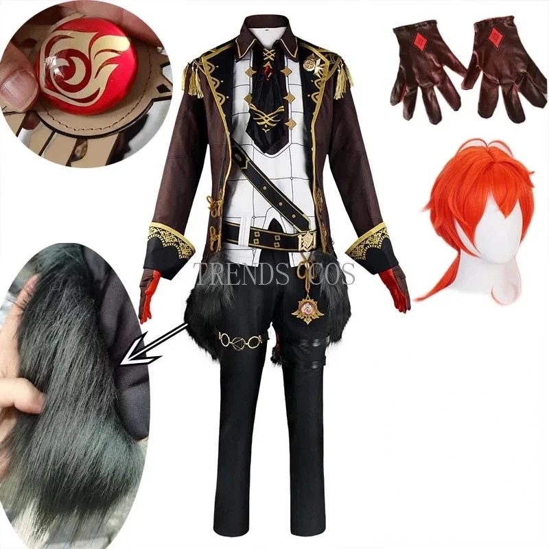 Diluc Ragnvindr Cosplay Costume Wig New Arrival Character Outfit Unisex Comic Role Playing Diluc Out