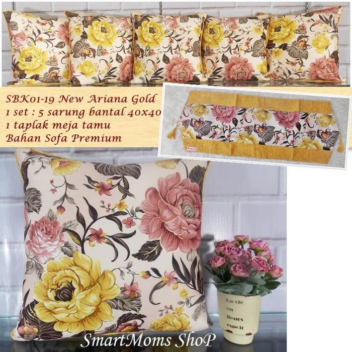 Sarung Bantal Sofa Kursi Shabby Chic Mewah New Ariana Gold