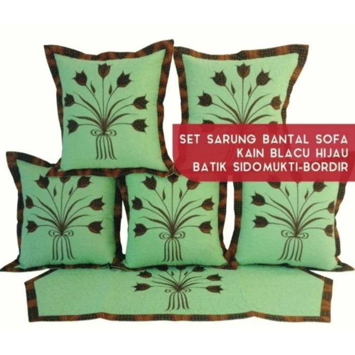 sarung bantal kursi batik sofa murah kursi tamu set warna hijau