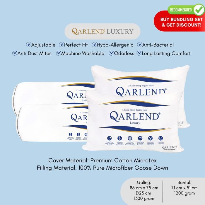 2 Set Bantal Guling Microfiber Bulu Angsa Sintetis - Qarlend Luxury