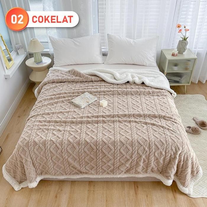 selimut tebal UK 180x200/ selimut lembut/selimut beludru domba