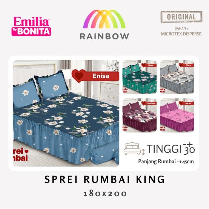 [RAINBOW.ID] EMILIA - Sprei RUMBAI King (180x200) BY BONITA pilihan