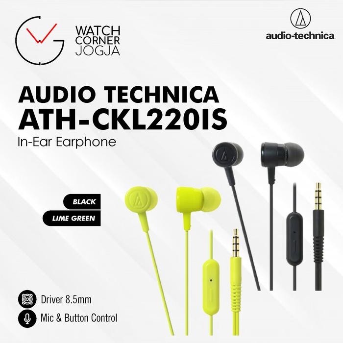 Audio Technica ATH-CKL220iS In-Ear Headphone Earphone with Mic GARANSI