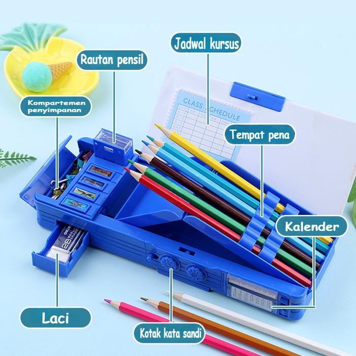 

Kotak alat tulis Kulomi dengan kunci kata sandi dua sisi, tempat pensil kata sandi multifungsi,