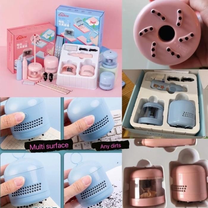 

tenwin electric stationery set alat tulis penghapus serutan electric