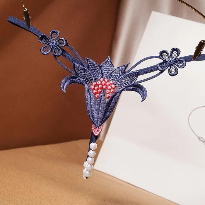 Sexy G String Bordir Mutiara Thong Celana Dalam Tali Low Waist C2290