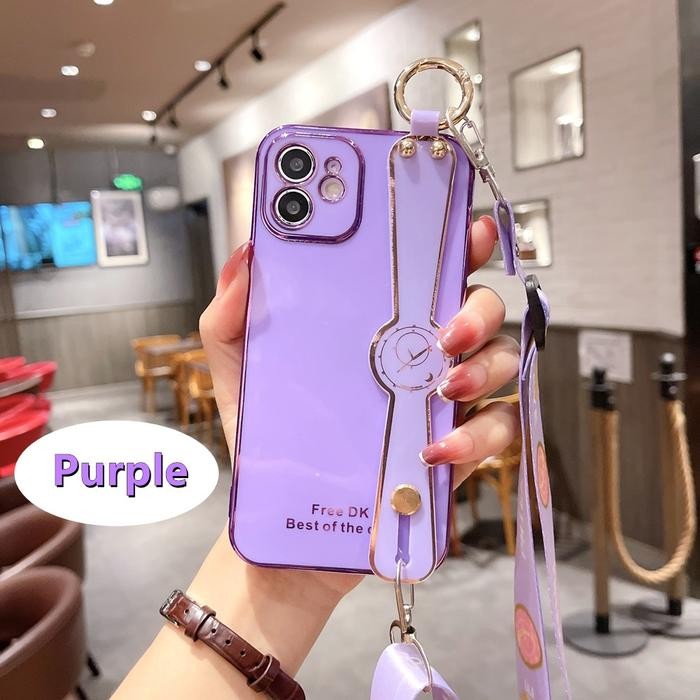 Case Untuk Vivo V25 Pro Tali Plating Bening Lanyard Strap Gantungan Terbaru Mewah Lucu Silikon