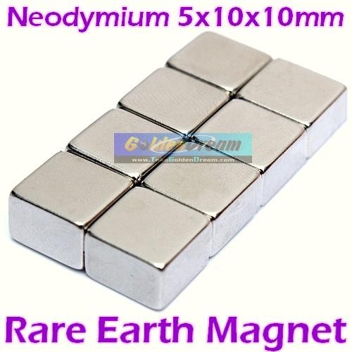 

monggo] Strong Magnet Neodymium 5x10x10mm Balok Persegi Kotak 10x10x5 mm N52