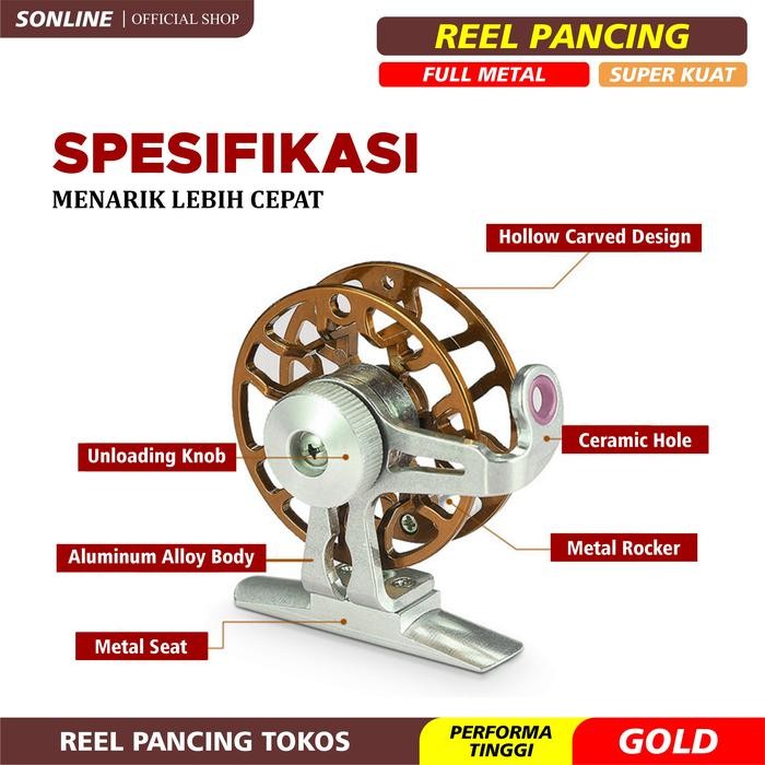 SONLINE REEL PANCING TOKOS MATERIAL FULL METAL REEL TOKOS DF55 IKAN KATROL LAUT
