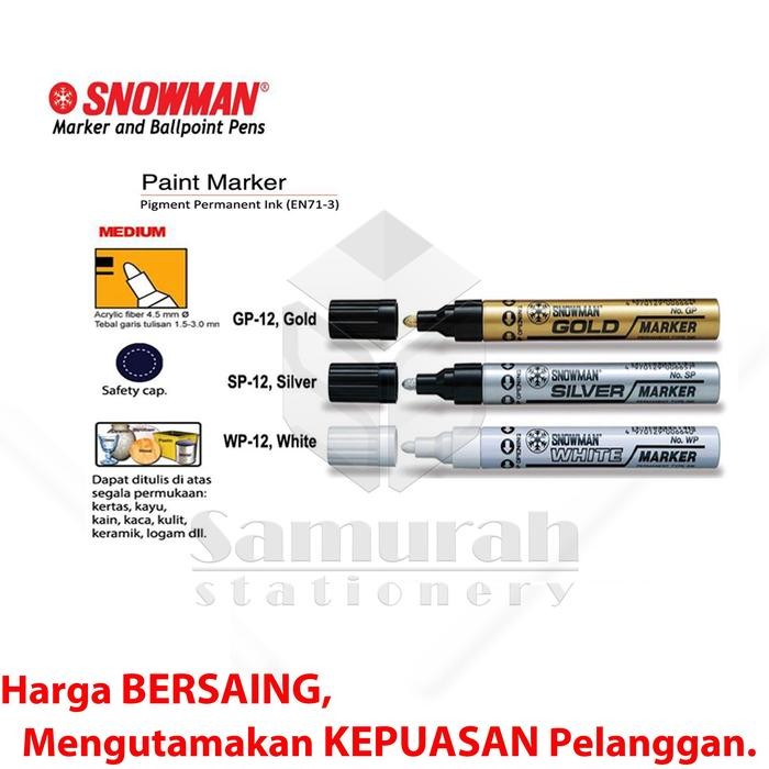 

FLASH SALE SPIDOL PAINT MARKER SNOWMAN PERMANENT BESAR 10 WARNA - EMAS PERAK PUTIH HITAM PINK KUNING