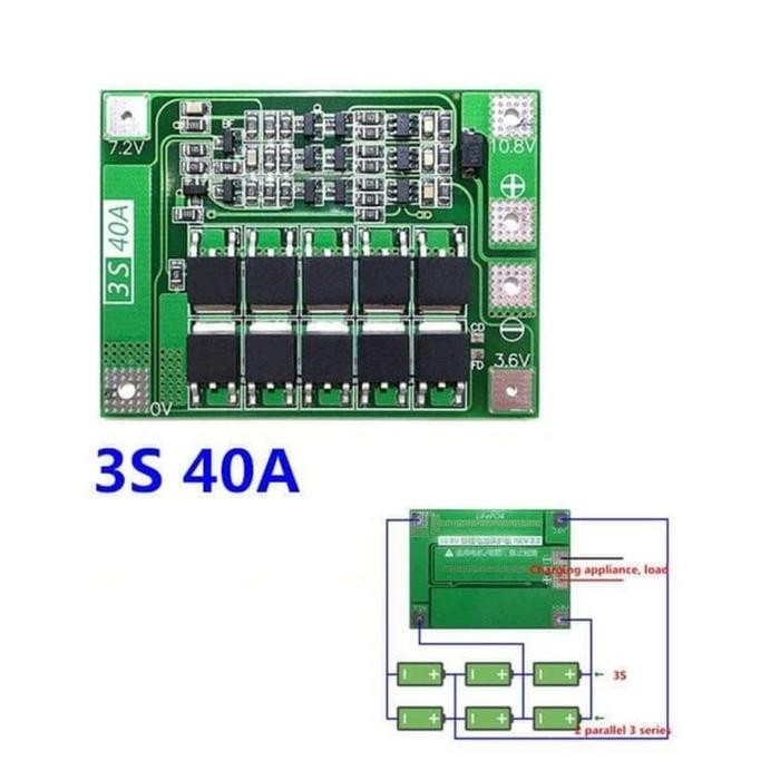 Baterai Management System Bms 3S 40A 40 Ampere 12V 12 Volt 18650