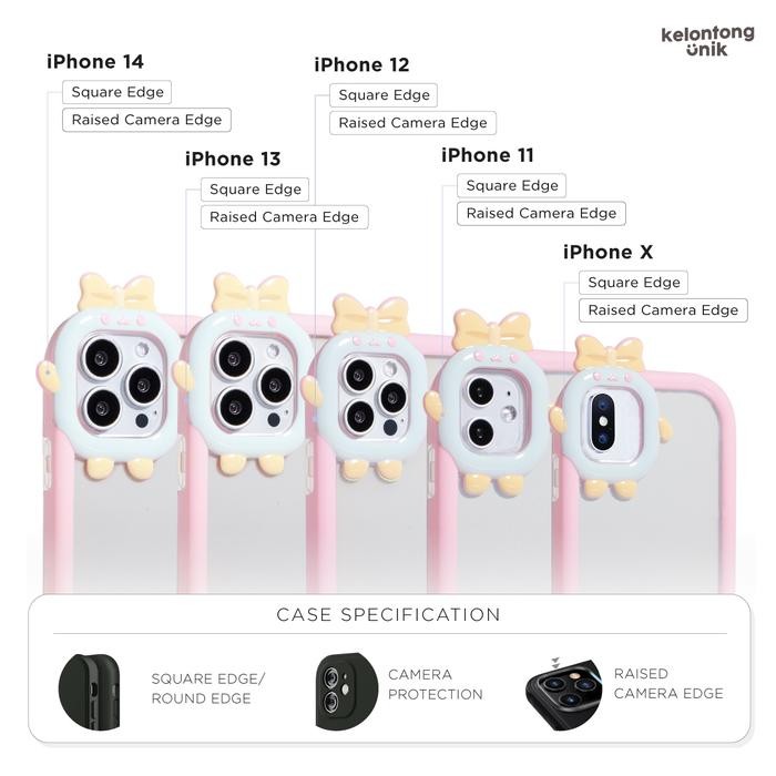 For iPhone 11-13 - 3D Cute Little Monster with Bow Soft Case