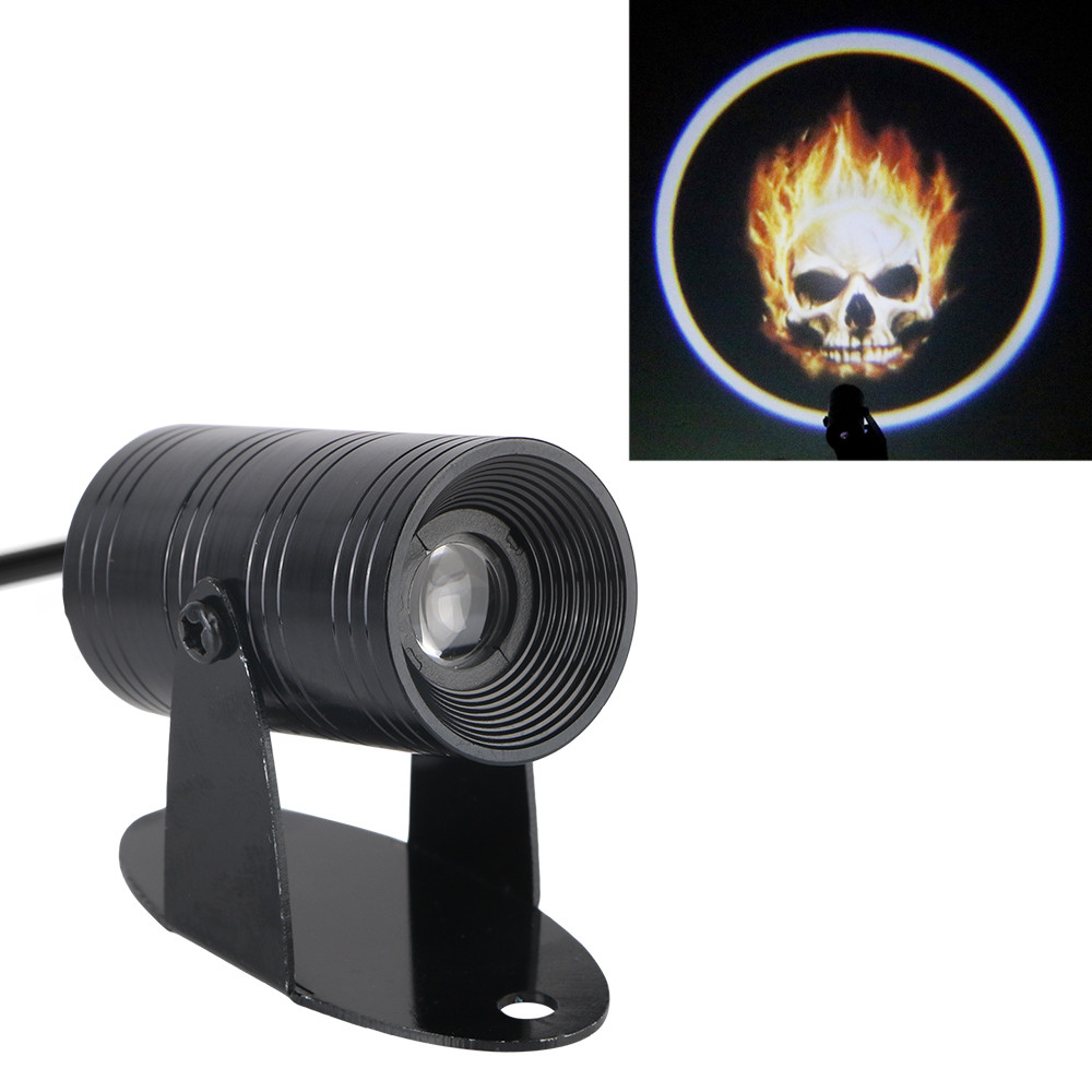 Fog Lamp Motorcycle Spotlight Logo Laser Projector Tail Lighting Universal Ghost Rider Flaming Skull