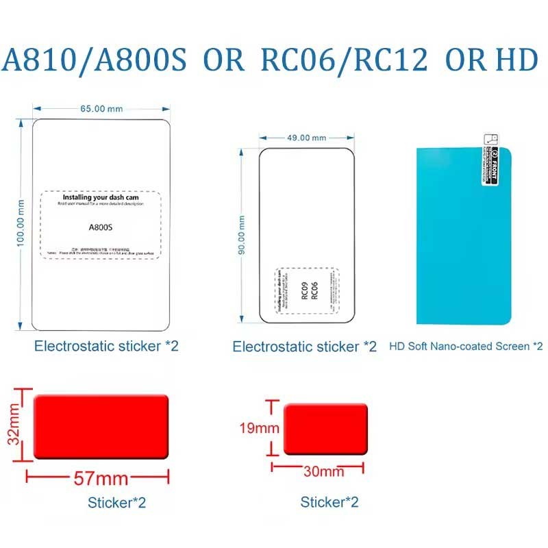 For 70mai Dash Cam A810 A800S Mount Sticker Static Stickers Suitable FOR 70MAI Rear Camera RC06 RC12