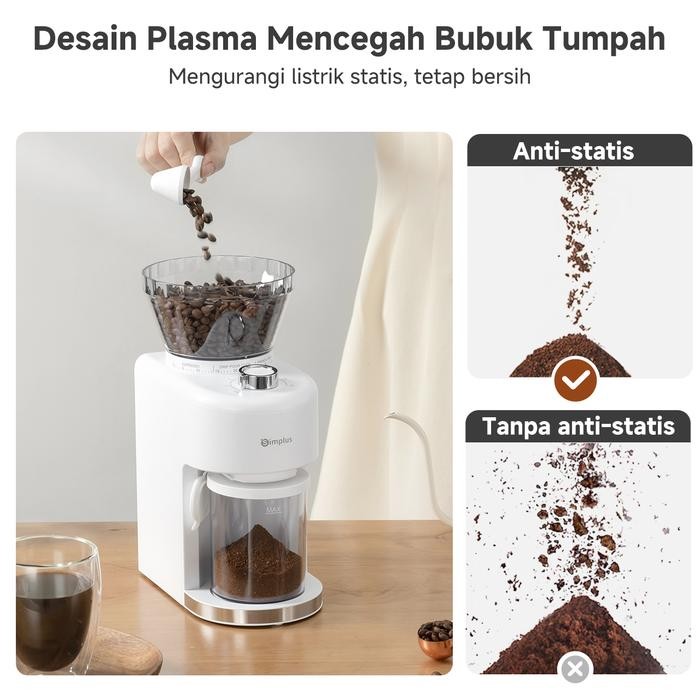 (Allthebest) Simplus Coffee Grinder Penggiling Biji Kopi Elektrik 35 Pengaturan Penggilingan Dengan