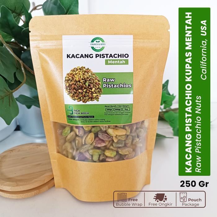 

Kacang Pistachio Kupas Mentah 250 gram / Raw Peeled Pistachio Nuts California USA Hijau