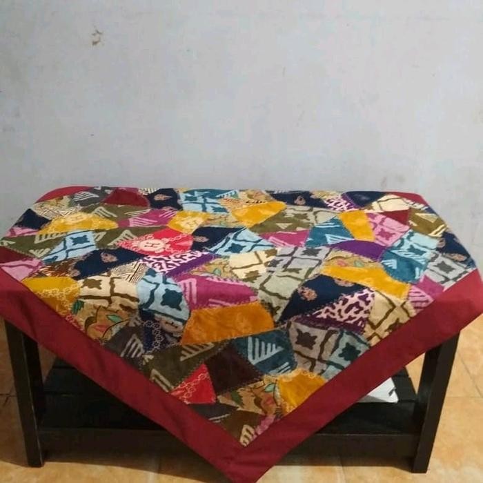 Taplak Meja Perca Batik Ukuran 1X1Meter Taplak Meja Square Katun Modern Tahan Air Tahan Minyak
