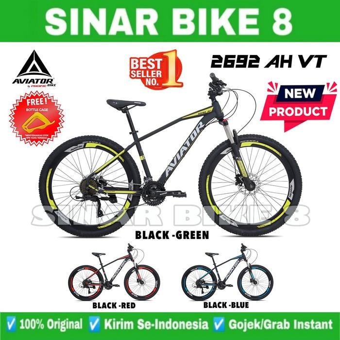 Sepeda Gunung MTB AVIATOR 2692 AH VT BY PACIFIC Ukuran 27.5 Inch Alloy 3x9 Speed Rem Cakram Hidrolik