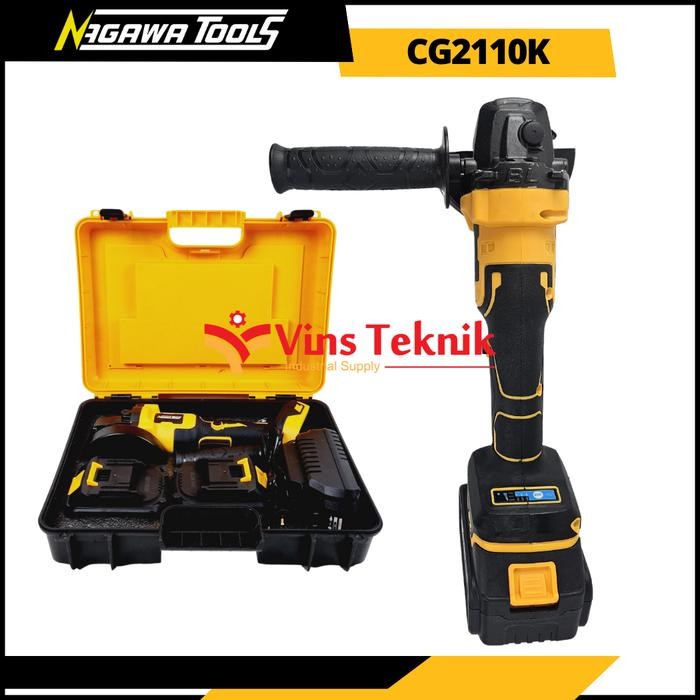 mesin gerinda baterai cordless angle grinder CG 2110 K NAGAWA CG2110K