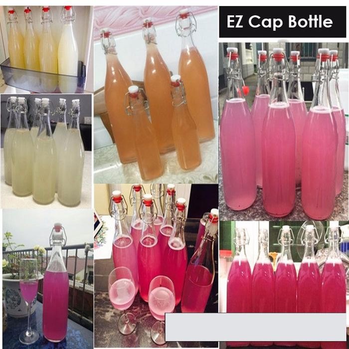 (Allthebest) Botol Beling Kaca Tutup Kait Swing Lid Kedap Udara 1 Liter 250 ml
