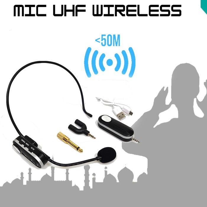 Mikrofon Mic Clip On Wireless 2.4G Persentasi Tur Imam Masjid Musholla