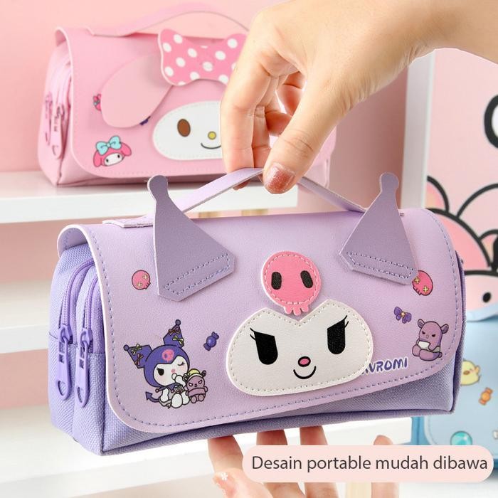 

KOTAK PENSIL SANRIO 3D PU CANVAS KULIT LEATHER 2 KOMPARTEMEN / TEMPAT PENSIL PENCIL CASE SANRIO