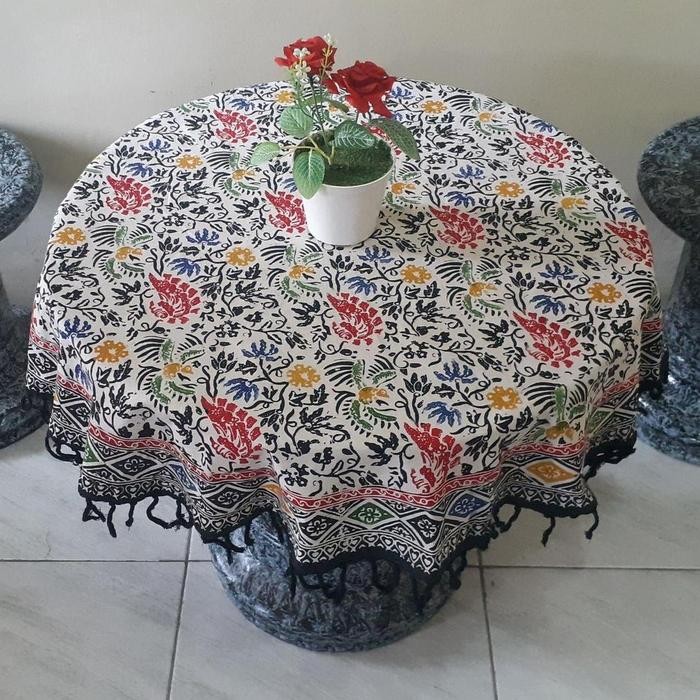 Taplak Meja Batik Bundar Taplak Meja Bulat Batik Cap Motif Random