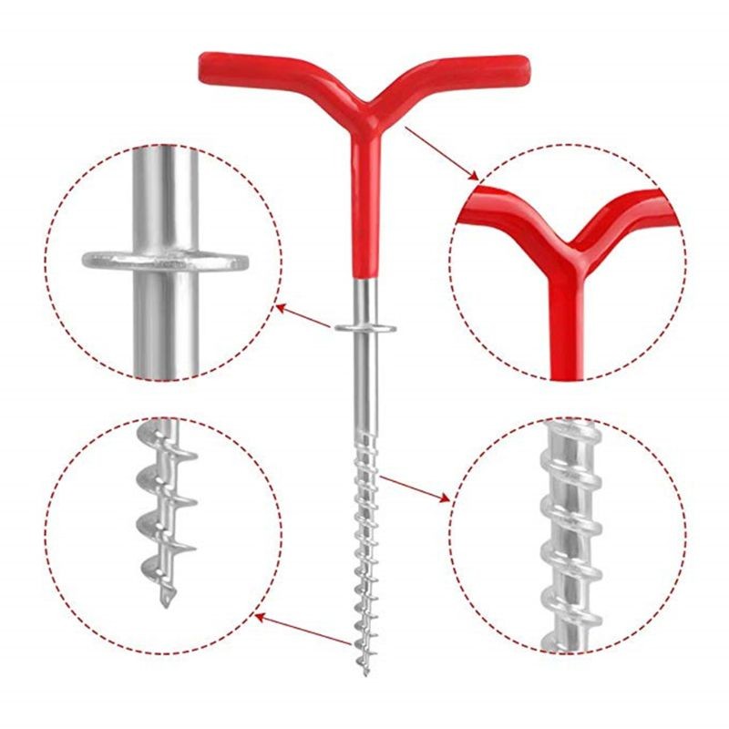Outdoor Camping Tent Stakes Ice Fishing Screw Rod Stand Y Shape Screw Threads Ground Anchor Holder