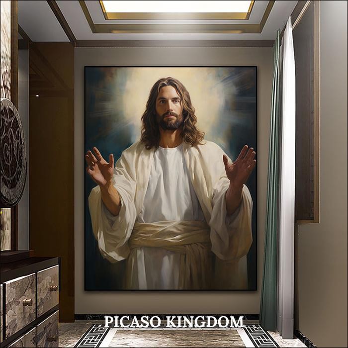 Lukisan Porcelain Painting 5D Diamond - Yesus - Aluminium Frame