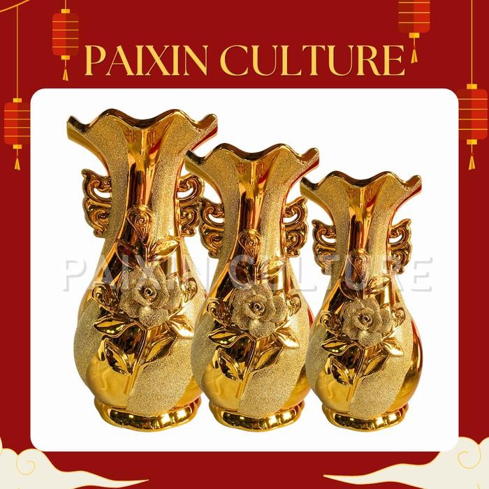Vas Keramik Bunga Emas /Lianhua Emas