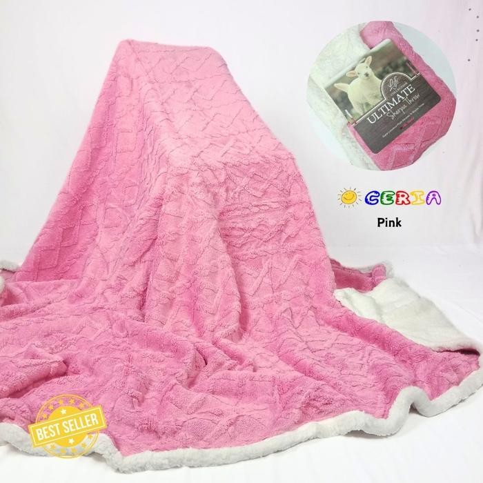 Selimut Bulu Domba Lembut Tebal 2Lapis Ultimate 180x200cm Coklat Tua