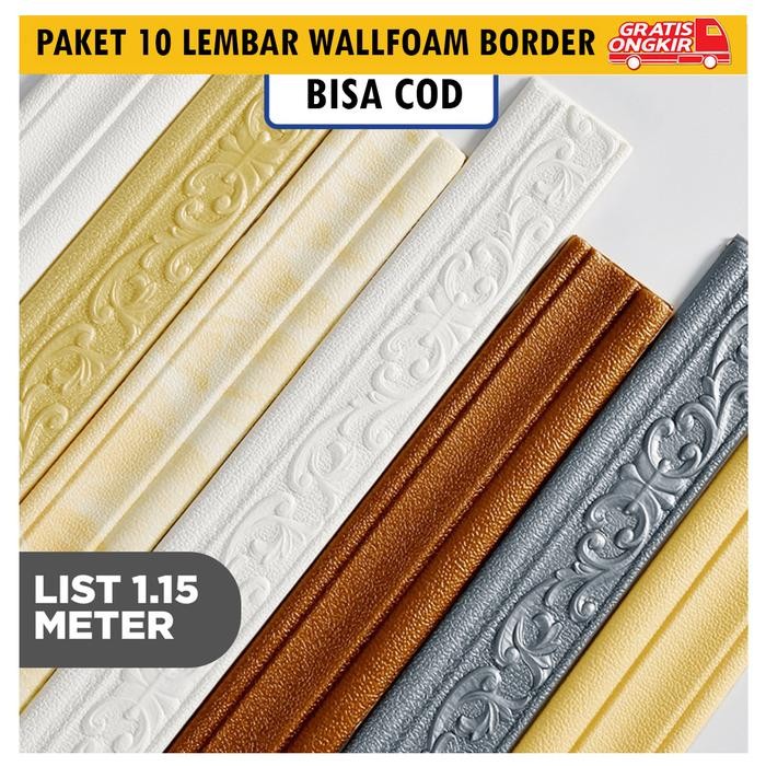 Sooku - Paket 10 Pcs Wall Border List 3D Foam Wallpaper Dinding List Stiker - Biru - Kamar
