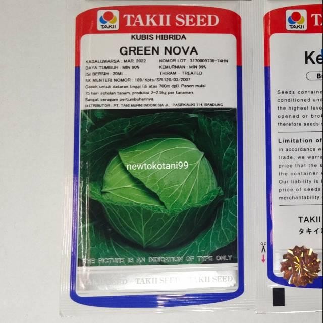 benih kol kubis hibrida GREEN NOVA 20 ML kubis dari TAKII seed kubis green nova