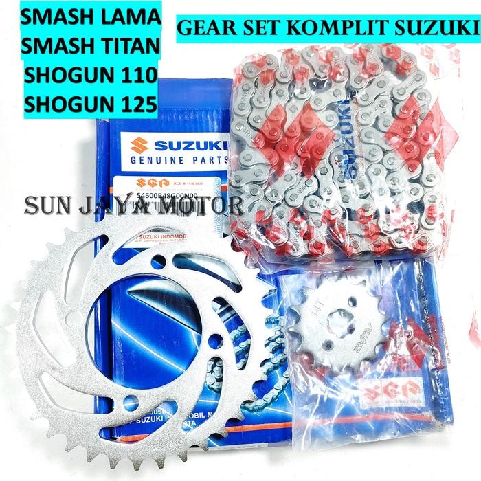 Gear Set Komplit + Rantai Suzuki Smash - Shogun 110 - Shogun 125 - Smash 110 Motor Motorcycle