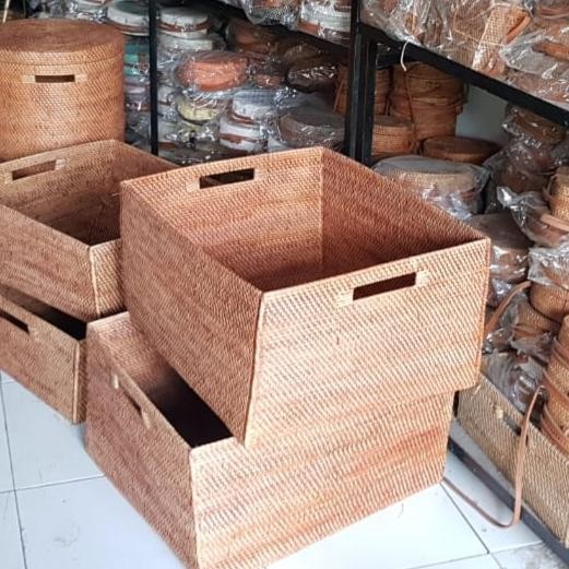 PREMIUM Anyaman Keranjang Rotan Besar Persegi panjang