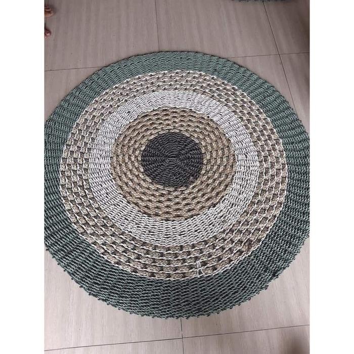 PREMIUM RUG ANYAMAN / KARPET ANYAM SEAGRAS ENCENG GONDOK BULAT WARNA DIAMETER 120 RUG