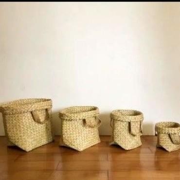 PREMIUM KERANJANG PURUN / TAS PURUN / HOME DECOR / POT BUNGA ANYAMAN PURUN