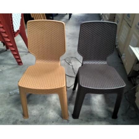 PREMIUM Kursi sandaran plastik motif anyaman rotan / bangku plastik sandaran