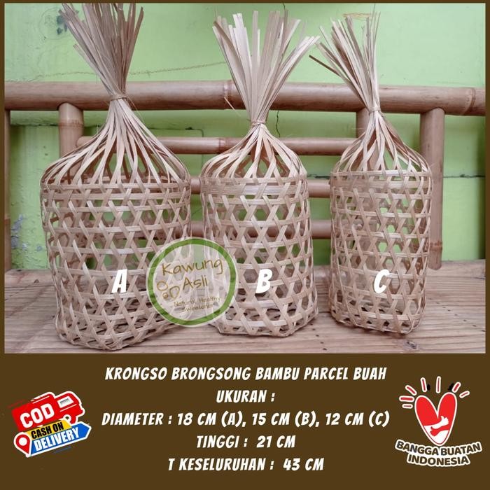 PREMIUM Krongso Brongsong Bambu Parcel Buah Keranjang Anyaman Bambu Hampers