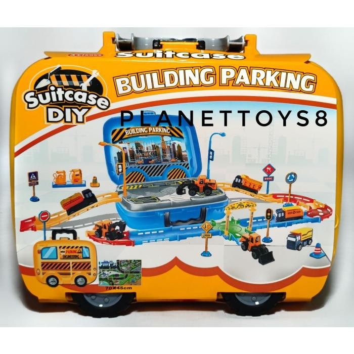 MAINAN TEMPAT PARKIR MOBIL PEMADAM POLISI PARKING DIY SUITCASE