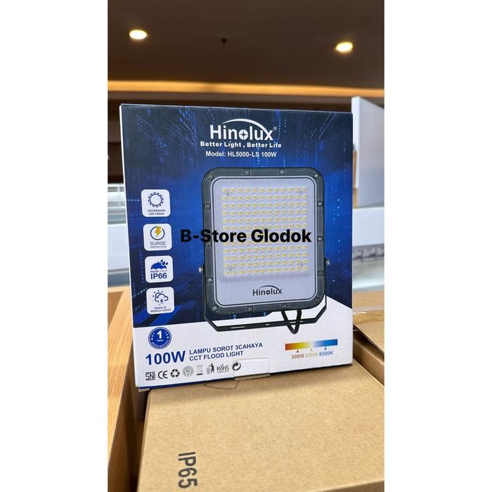LAMPU SOROT LED FLOODLIGHT HINOLUX 3 WARNA 6500K 4000K 3000K HL-5000LS 50WATT 100WATT 150WATT