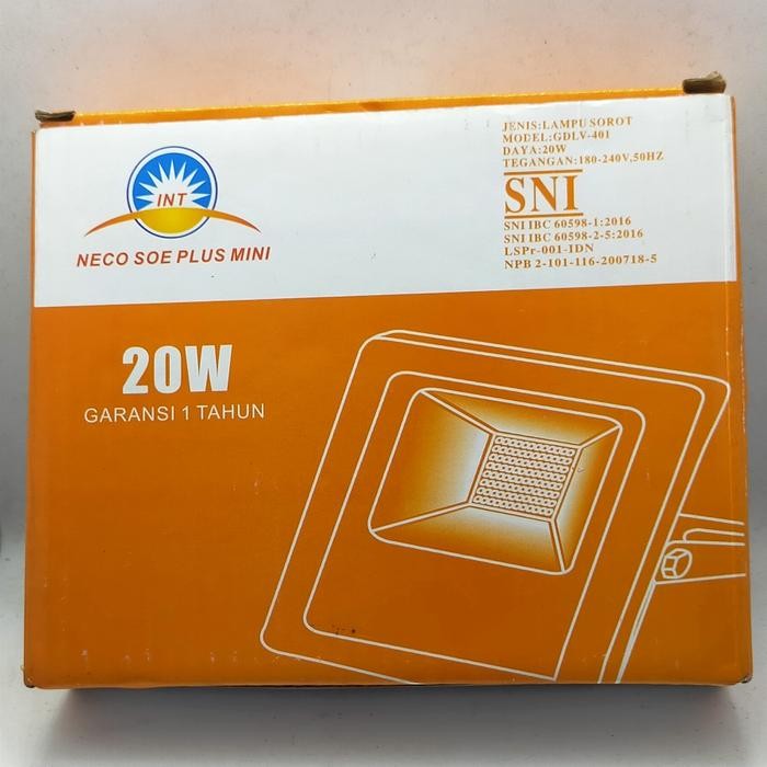 LAMPU SOROT LED 20 WATT FLOOD LIGHT (GARANSI 1 TAHUN) STANDAR SNI
