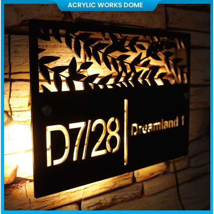 NOMOR RUMAH AKRILIK LED / NOMOR RUMAH AKRILIK NYALA 1 LAYER